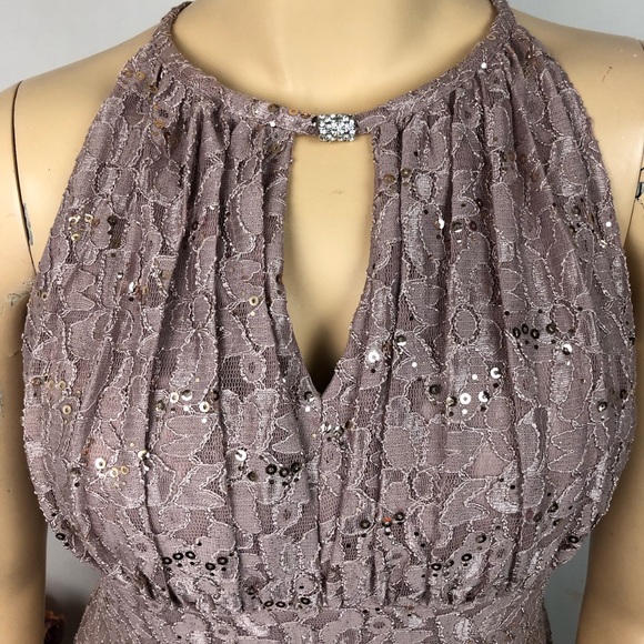 Oleg Cassini Lace Sequin Sleeveless Long Maxi Formal Evening Wedding Guest Dress - Picture 6 of 16